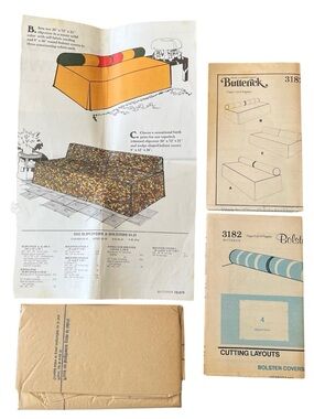 Butterick 3182 Sewing Pattern Slipcovers Bolster Covers Vintage